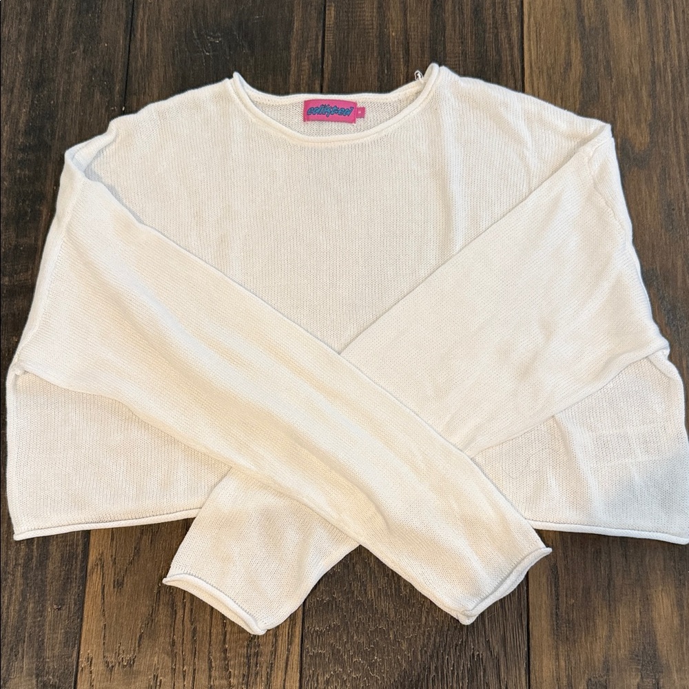 Edikted Cream Knit Crip Sweater